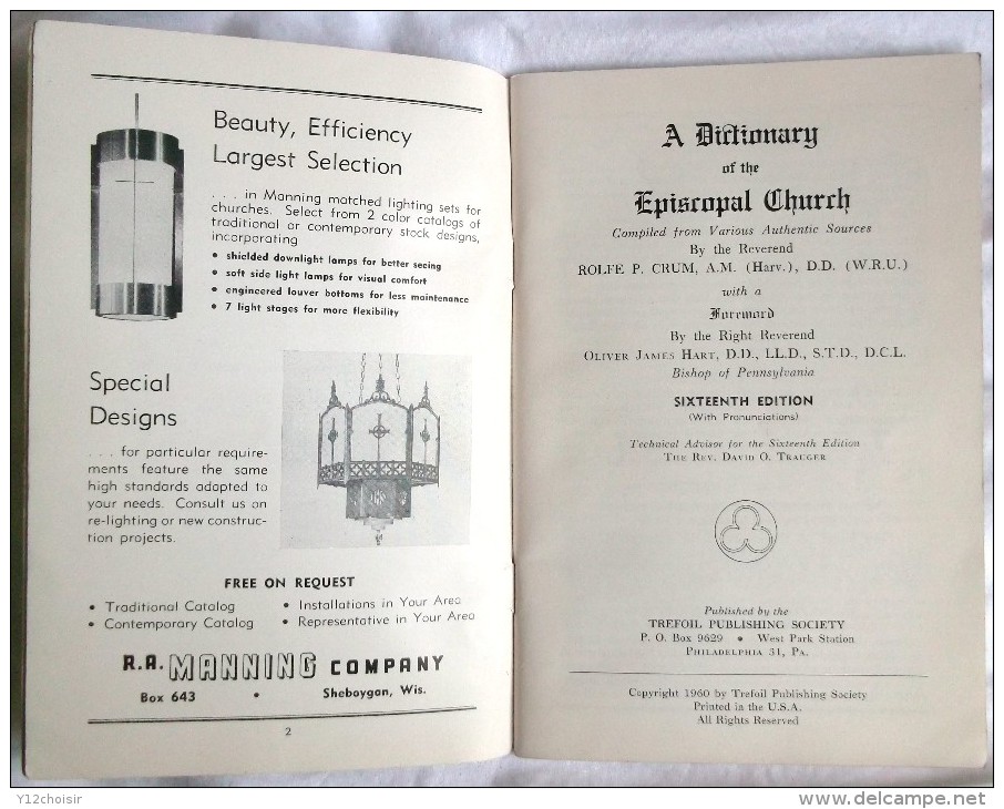 A DICTIONARY OF THE EPISCOPAL CHURCH  1960 . OLIVER JAMES HART - Other & Unclassified