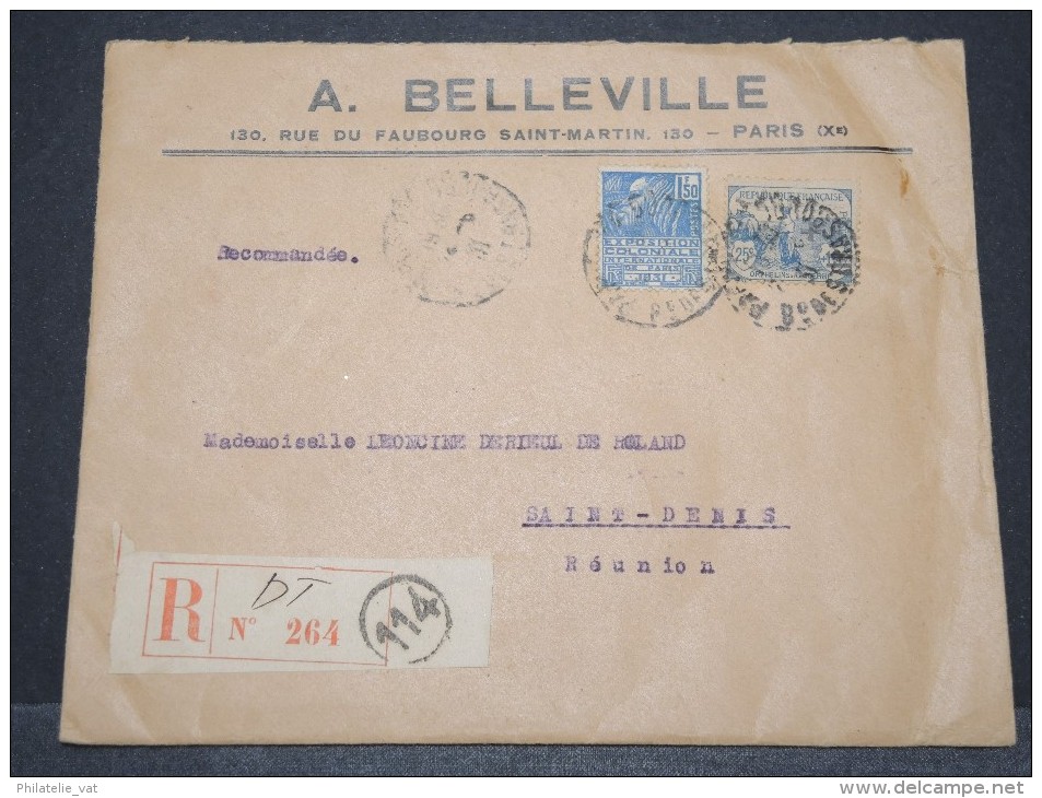 REUNION - Env Recommandée De Paris Pour St Denis De La Réunion Avec N° 151 - Dec 1931 - A Voir - P 16655 - Cartas & Documentos