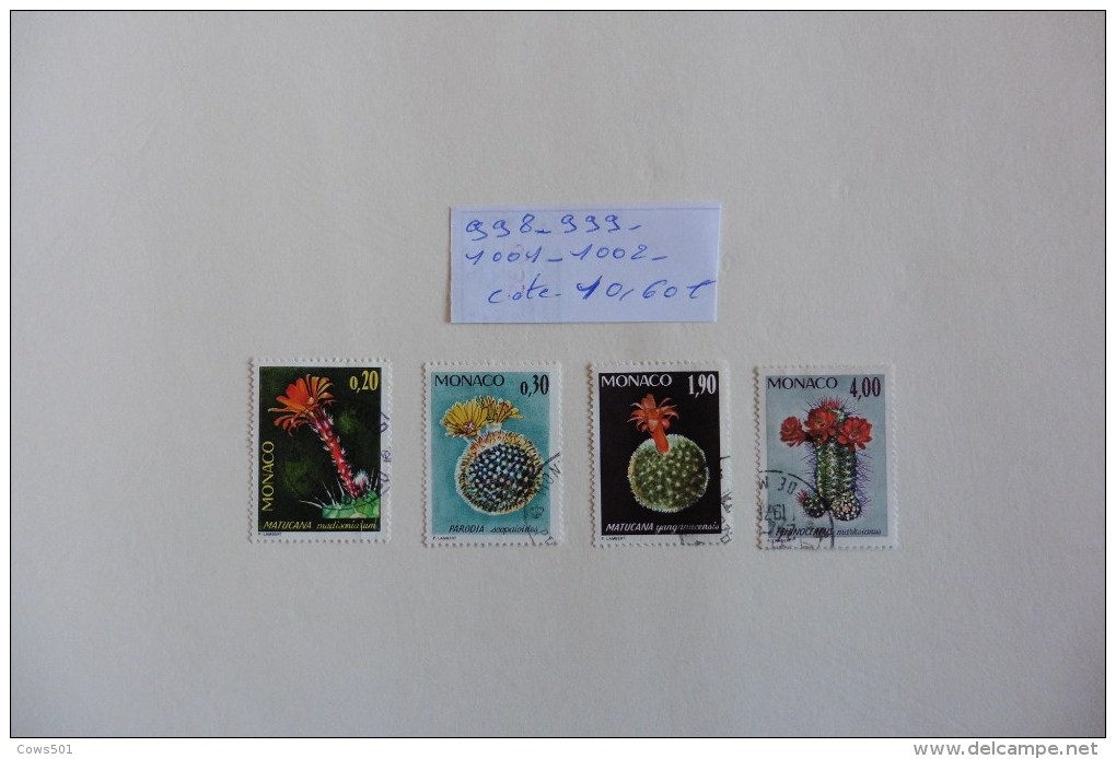 Monaco :4 Timbres Oblitérés Natucana - Lots & Serien