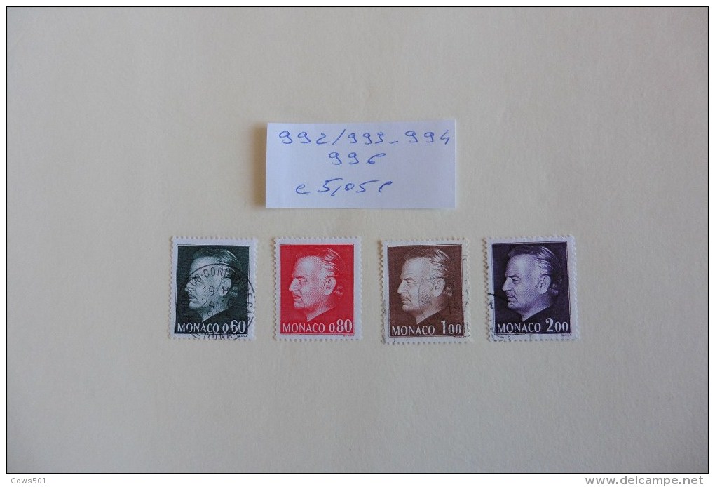 Monaco :4 Timbres Oblitérés - Gebraucht