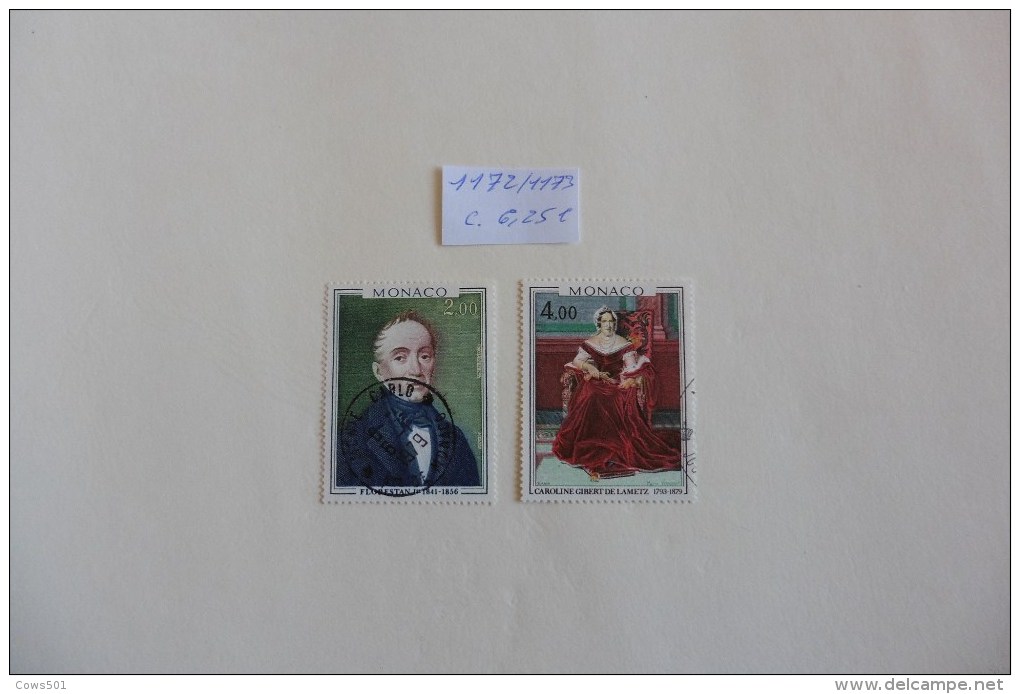 Monaco :Timbre N° 1172 /1173     Oblitéré Portraits - Oblitérés
