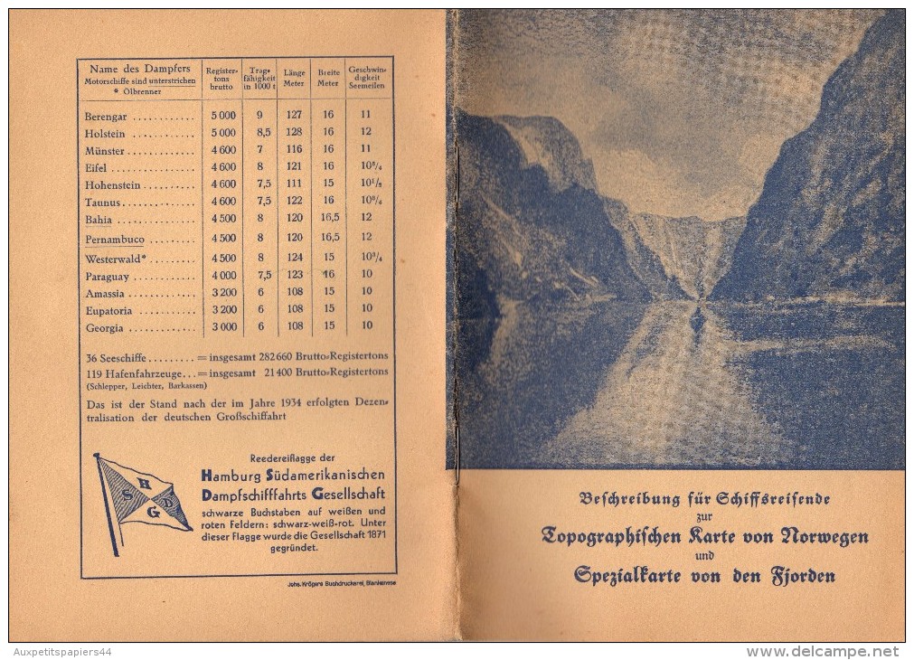 Guide Norvégien - Elbe - 1934 - 16 Pages - Partition De Musque Et Textes - Tableaux ... - Norvège