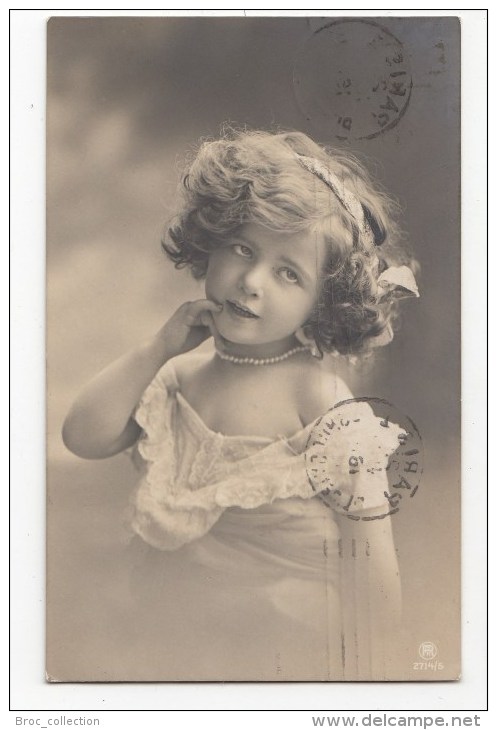 Jolie Fillette, Portrait, Robe De Dentelle, Collier De Perles, Noeud Dans Les Cheveux, 1910, éd. RPH 2714/5 - Portraits