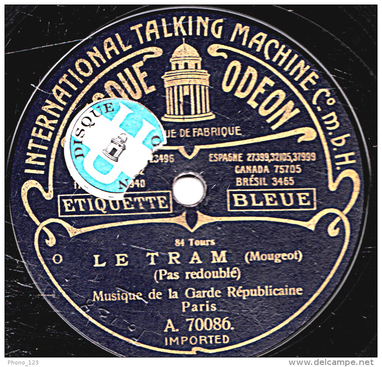 78 Trs - 25 Cm - état B -  La Garde Républicaine - PREND L'AIR - LE TRAM - 78 T - Disques Pour Gramophone