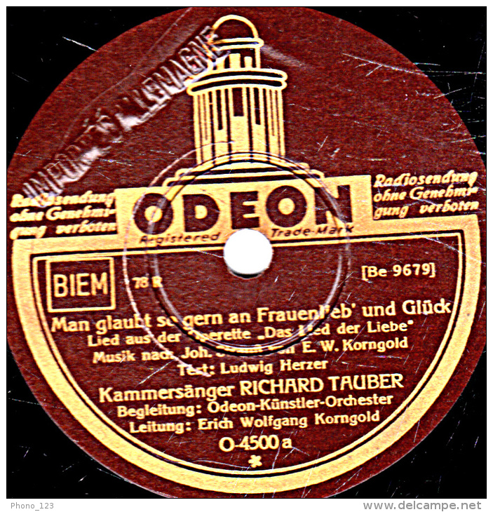 78 Trs - 25 Cm - état B -  RICHARD TAUBER - En Allemand (voir étiquettes) - 78 T - Disques Pour Gramophone