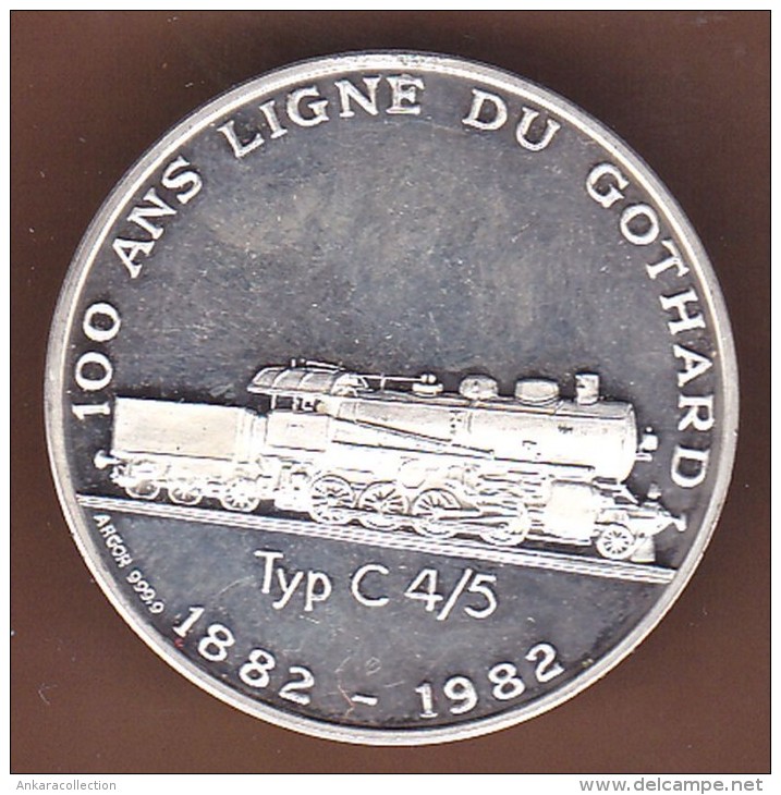 AC - 100 JAHRE GOTTHARD BAHN TYP RE 6/6 100 ANS LIGNE DU GOTHARD TYP C 4/5 1882 - 1992 ARGOR 999.9 TOKEN - MEDAL - Professionals/Firms