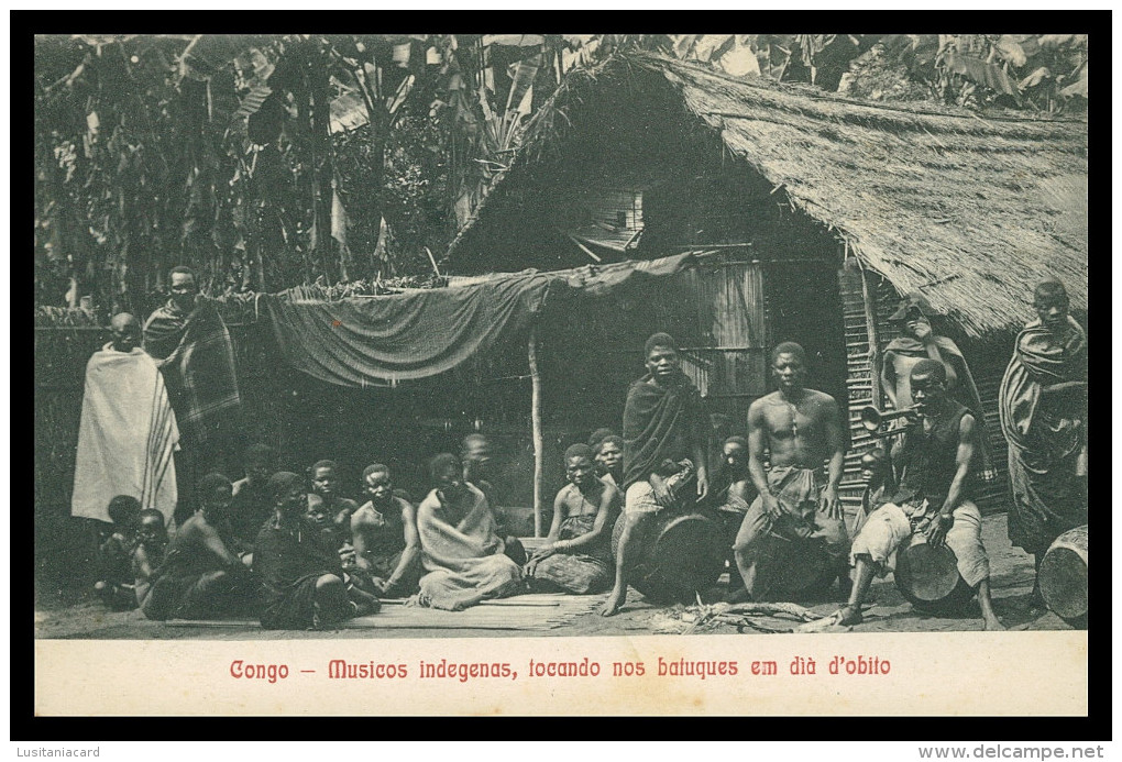 AFRICA - ANGOLA -CONGO - Musicos Indigenas Tocando Batuque Em Dia D'óbito  Carte Postale - Angola