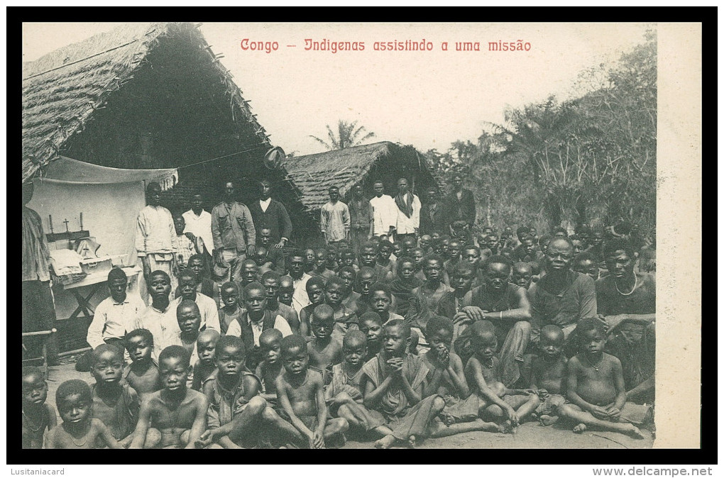 AFRICA - ANGOLA -CONGO - Indigenas Assistindo A Uma Missão  Carte Postale - Angola