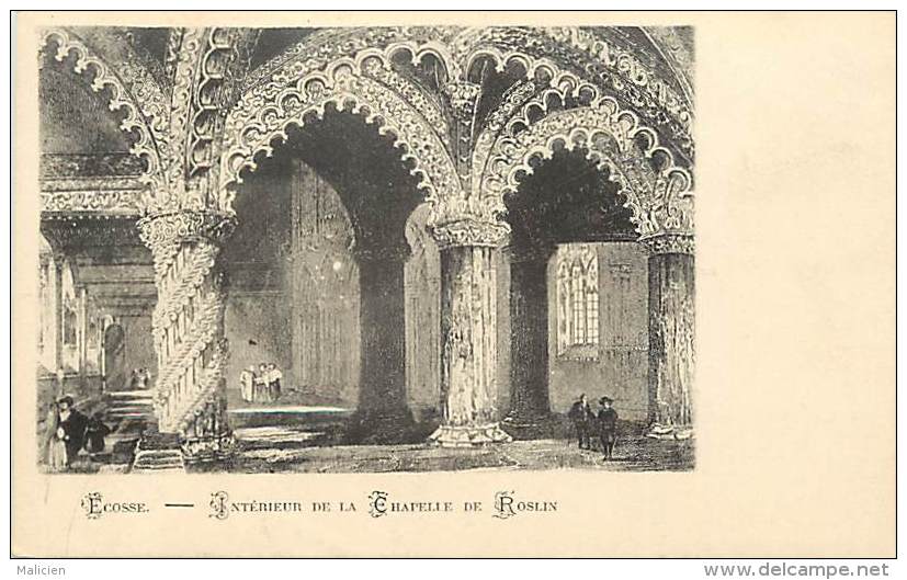 - Royaume Uni - Ref- A669 -  Ecosse - Roslin - Interieur De La Chapelle De Roslin  - Carte Bon Etat - - Autres & Non Classés