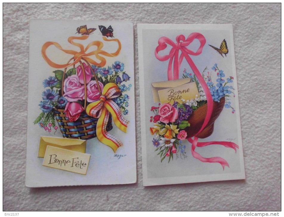 2 CARTES .BEAUX BOUQUETS.......BONNE FETE - Zsolt