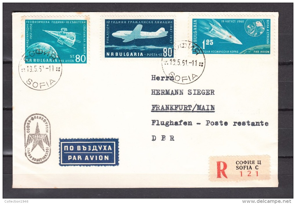 Bulgaria 1961,3V On Registered Cover To Germany,aerospace,ruimtevaart,luft Und Raumfahrt,de L'aérospatiale  (L2154) - Europa