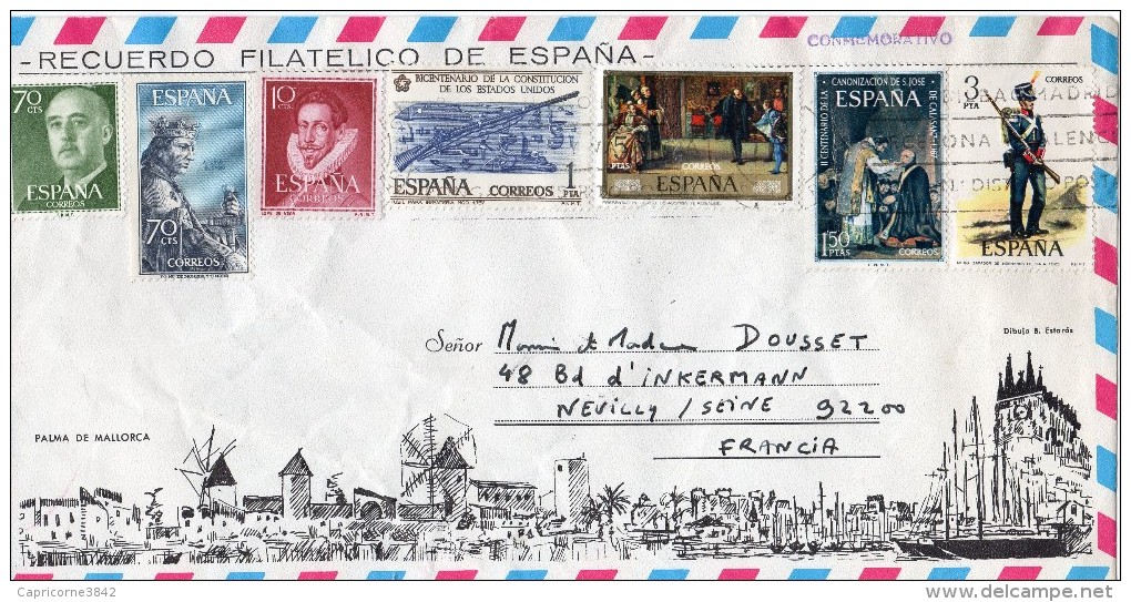 Espagne - Enveloppe Philatélique Commémorative  - Militaire (yvert 1998) Fusil(1968)communion Stjoseph(1496)Alfonso X……. - Brieven En Documenten