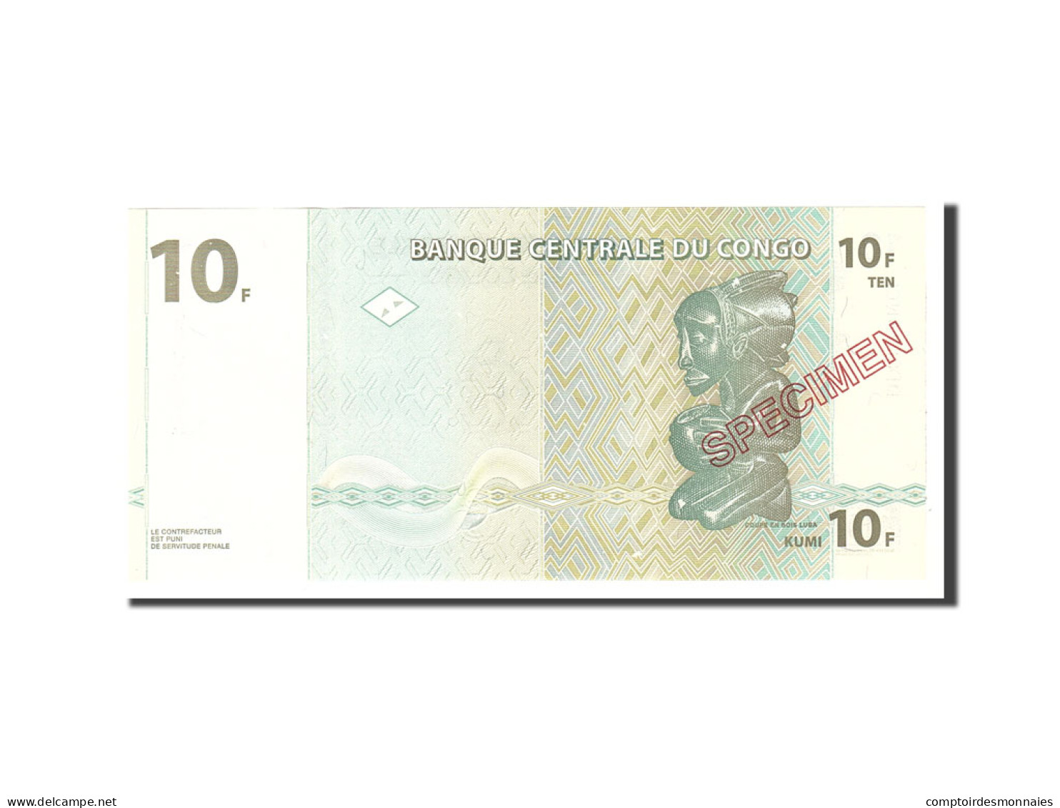 Billet, Congo Democratic Republic, 10 Francs, 1997, 1997-11-01, KM:87s, NEUF - Demokratische Republik Kongo & Zaire