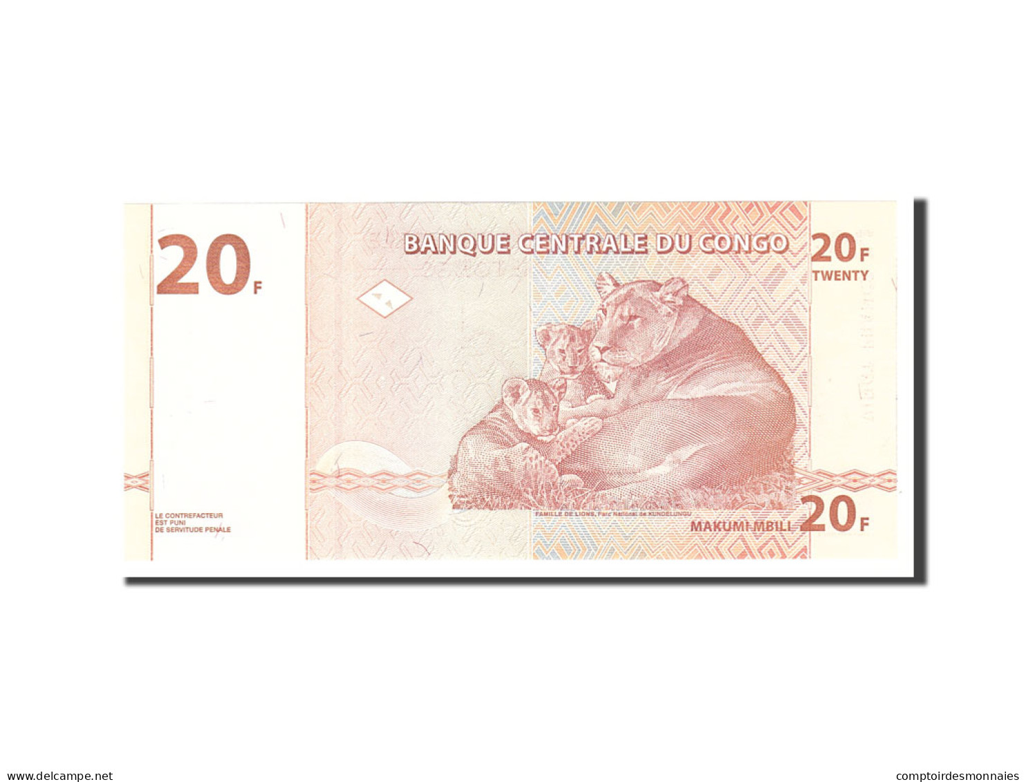 Billet, Congo Democratic Republic, 20 Francs, 1997, 1997-11-01, KM:88a, NEUF - República Democrática Del Congo & Zaire