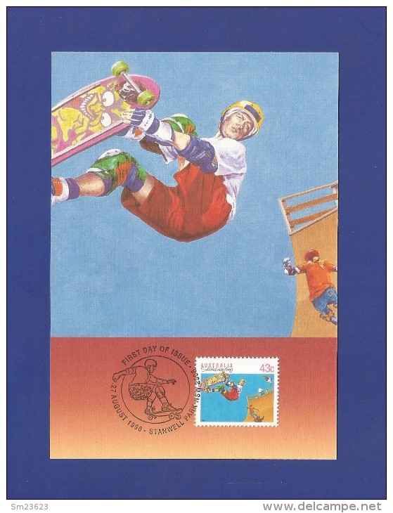 Australien 1990  Mi.Nr. 1223 A , Skateboarding - SPORT -  Maximum Card - First Day 27 August 1990 - Skateboard