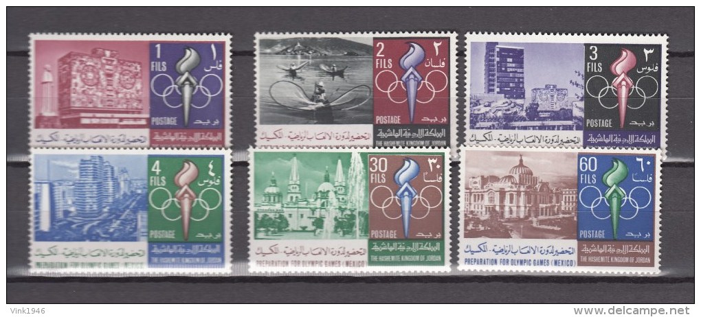 Jordan 1967,6V,set,preparation For Olympic Games In Mexico,MNH/Postfris(A2302) - Zomer 1968: Mexico-City