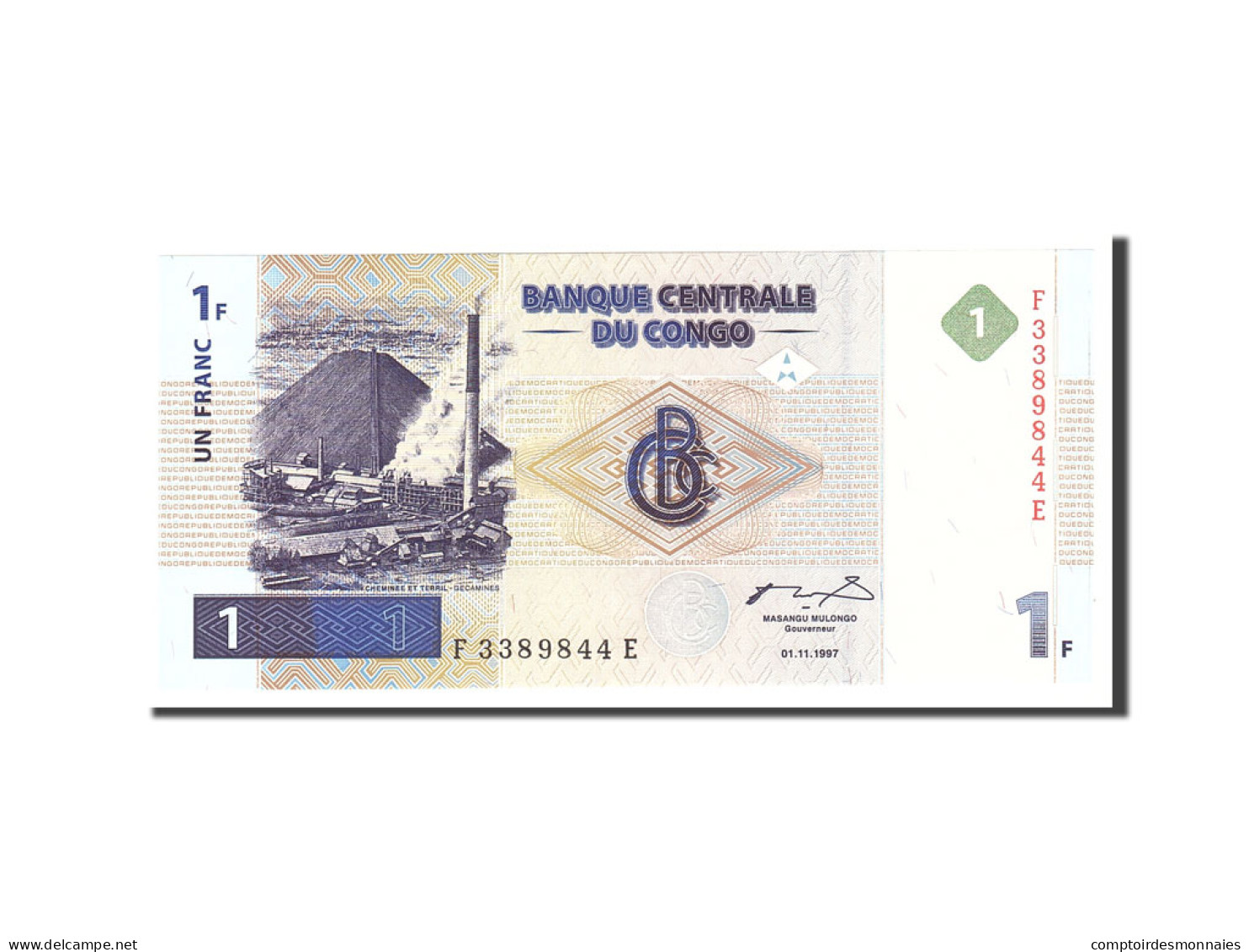 Billet, Congo Democratic Republic, 1 Franc, 1997, 1997-11-01, KM:85a, NEUF - Democratic Republic Of The Congo & Zaire