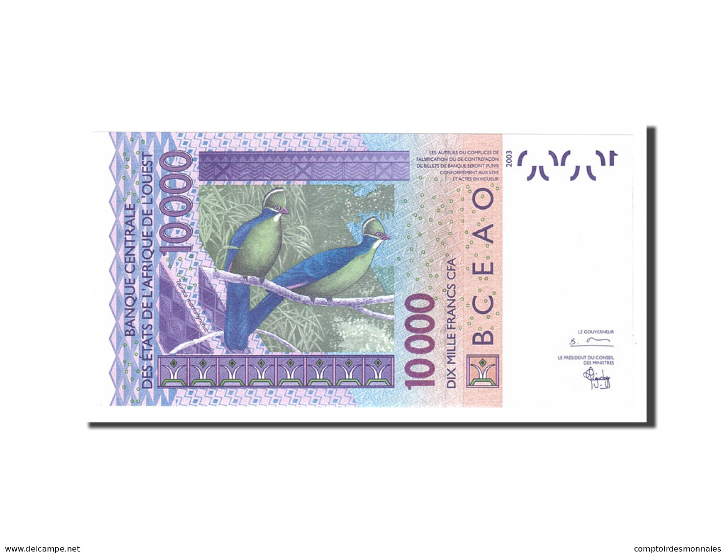 Billet, West African States, 10,000 Francs, 2003, Undated, KM:118Aa, NEUF - Estados De Africa Occidental