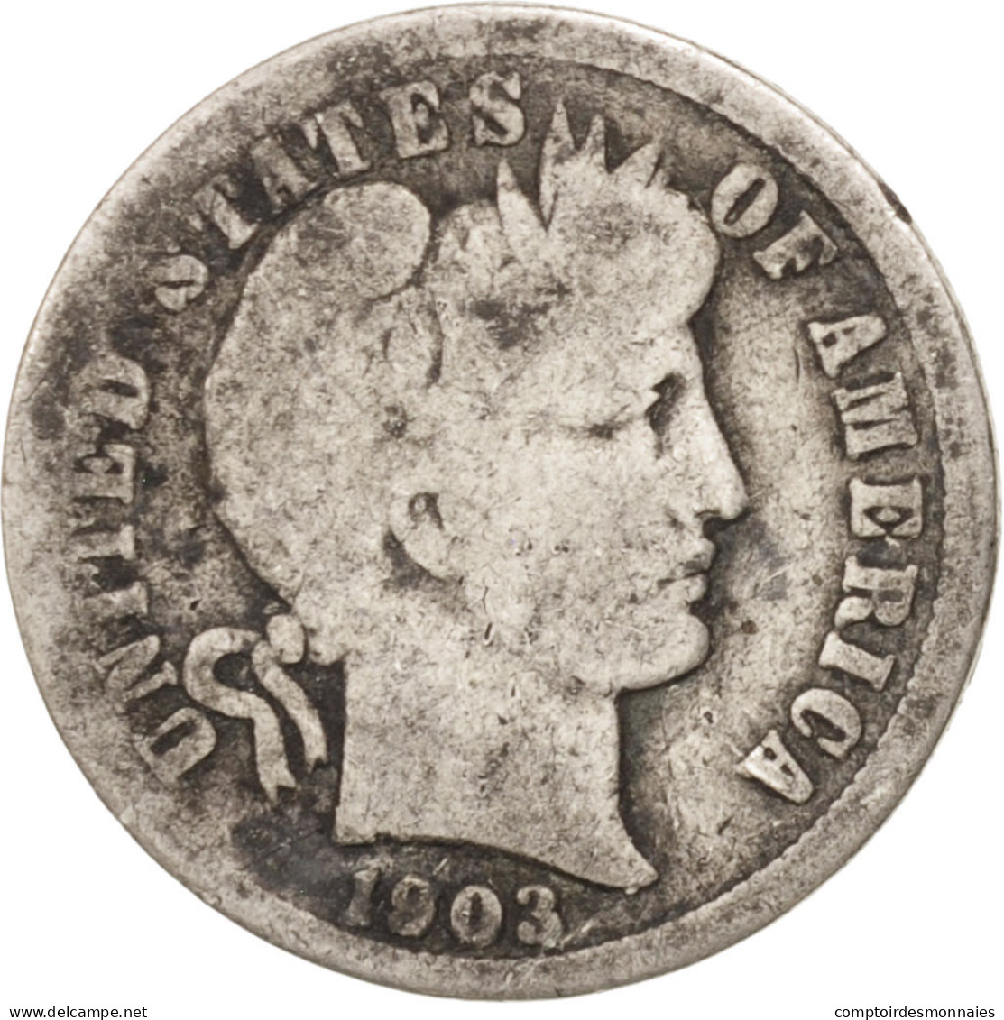 Monnaie, États-Unis, Barber Dime, Dime, 1903, U.S. Mint, Philadelphie, B+ - 1892-1916: Barber