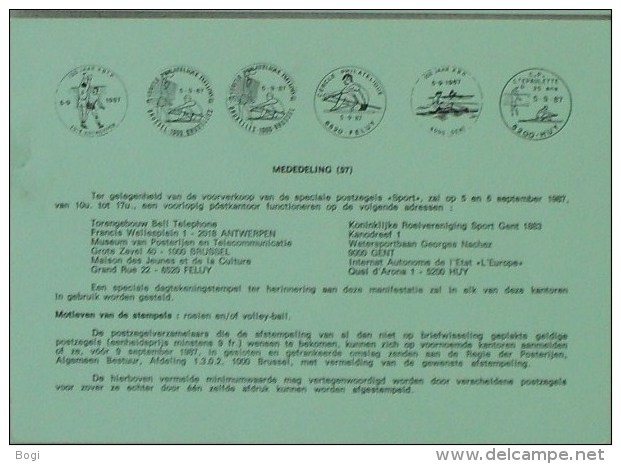 België 1987 Postdienst - Roeien Volley-bal - Roeisport