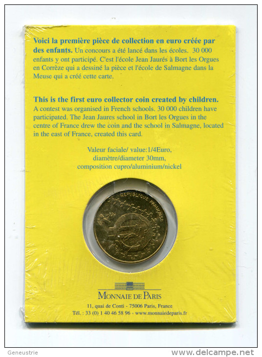 Monnaie Neuve "1/4 Euro Des Enfants" 2002 Sous Encart D'origine Scellé - French Euro - Euro Delle Città