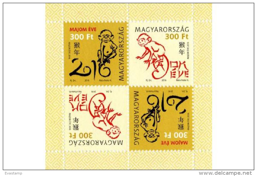 HUNGARY - 2016. Minisheet - The Year Of The Monkey / Chinese Zodiac MNH!!! - Nuevos