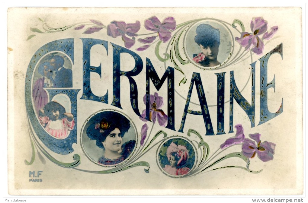 Germaine. Dames, Enfants, Violettes. Kinderen, Viooltjes. Cachet-stempel: 1919 Brussel-Bruxelles. Timbre-postzegel: 137. - Vornamen