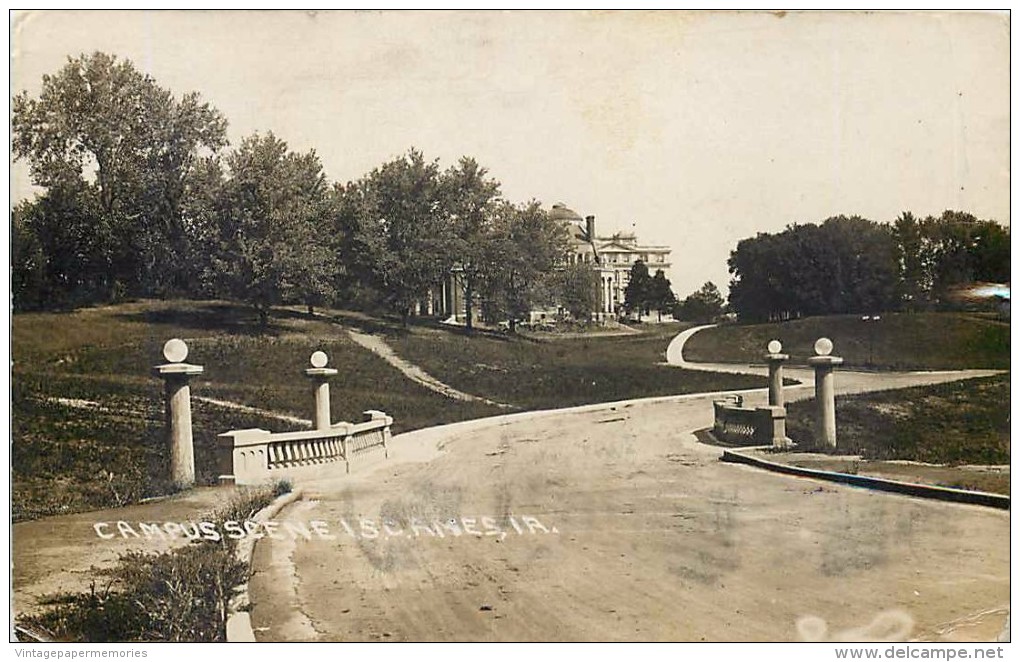 262895-Indiana, Ames, RPPC, Iowa State College, Campus Scene, 1916 PM - Ames