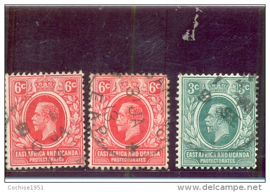 1912 AFRIQUE OR. BR.  Y &amp; T N° 134 - 135 ( O )  Les 3 Timbres - East Africa & Uganda Protectorates