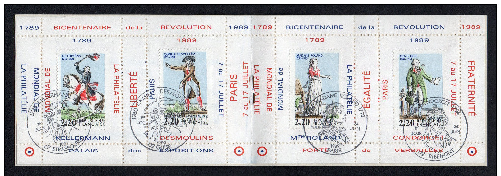 Carnet Mondial De La Philatelie 1989, Oblitéré Sur Porte- Timbre , Strasbourg, Guise, Paris, Ribemont., 2 Scans - Autres & Non Classés