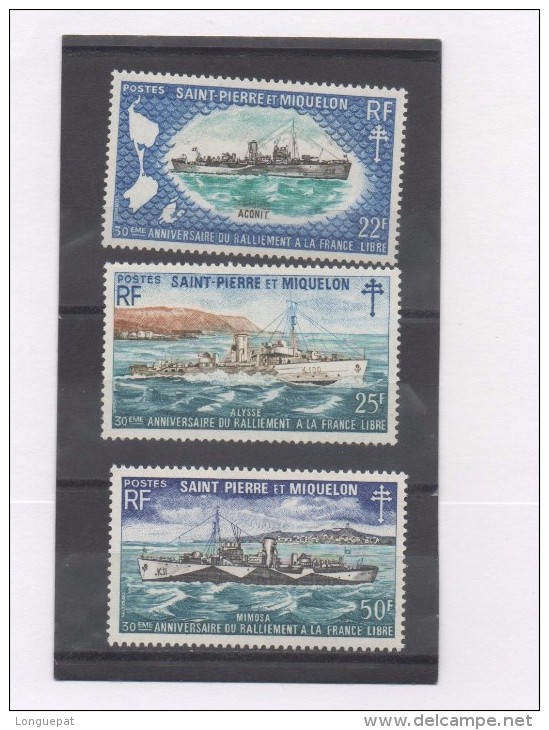 SAINT-PIERRE Et MIQUELON : Vaisseaux De Guerre - 30 Ans Du Ralliement à La France Libre - De Gaulle - - Unused Stamps