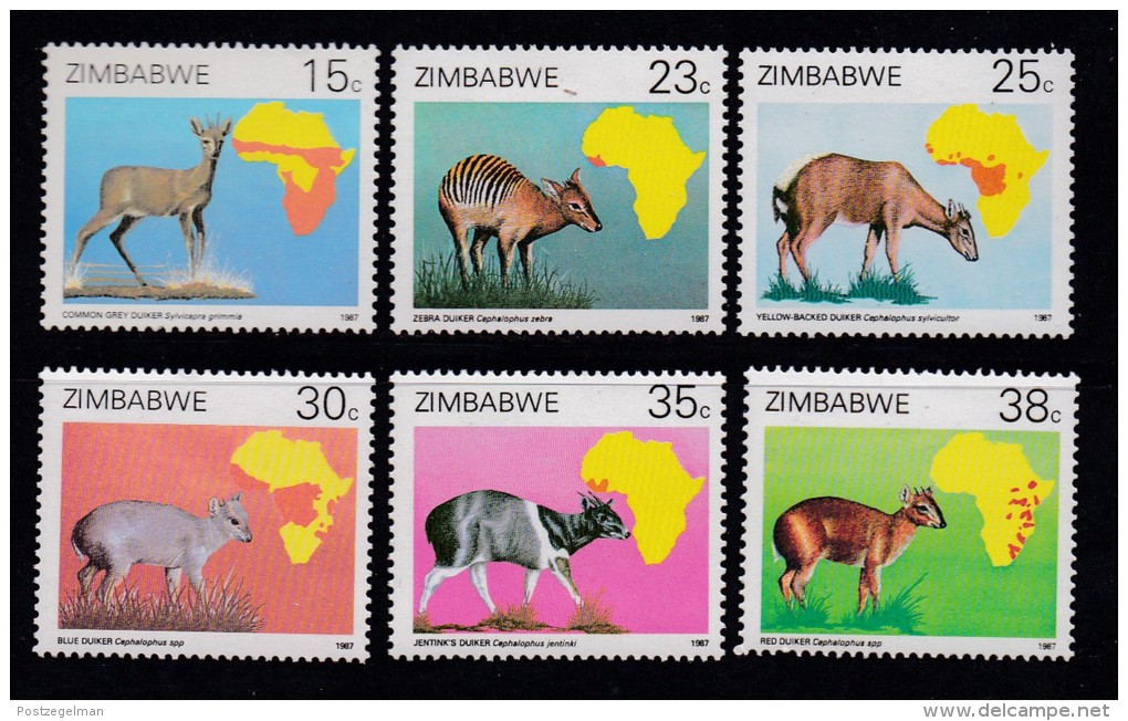 ZIMBABWE, 1988, MNH Stamps, Animals, Mi 368-383,   , #5097 - Zimbabwe (1980-...)