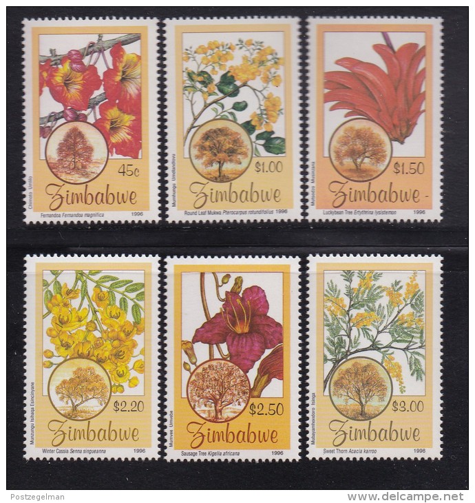 ZIMBABWE, 1996, MNH Stamps, Flowers, Mi 568-573  , #5183 - Zimbabwe (1980-...)