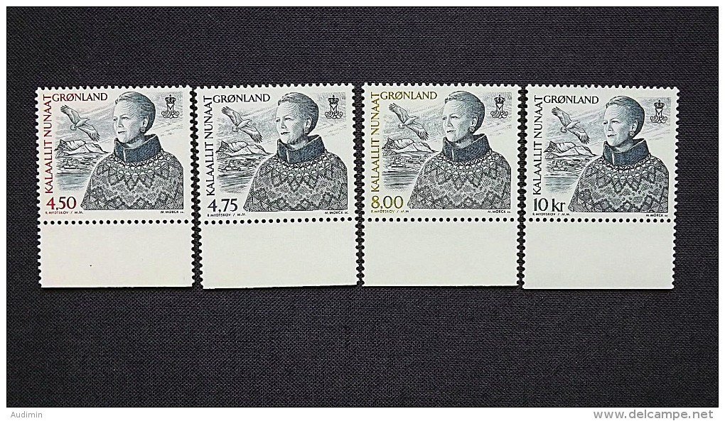 Grönland 351/4 **/mnh, Königin Margrethe II. (*1940) In Westgrönländischer Tracht - Ungebraucht