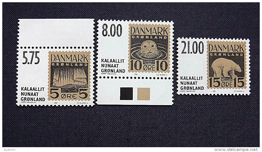 Grönland 371/3 **/mnh, Internationale Briefmarkenausstellung HAFNIA ’01, Kopenhagen - Ungebraucht