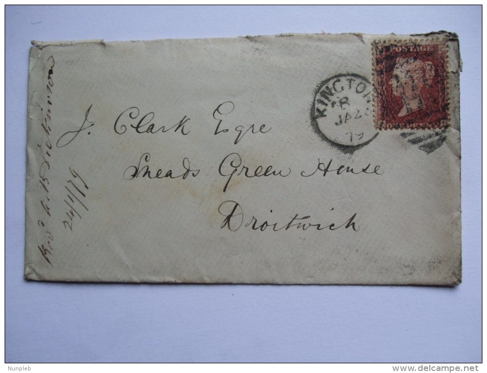 GB VICTORIA 1879 COVER KINGTON DUPLEX TO DROITWICH TIED WITH 1D PLATE 204 - Briefe U. Dokumente