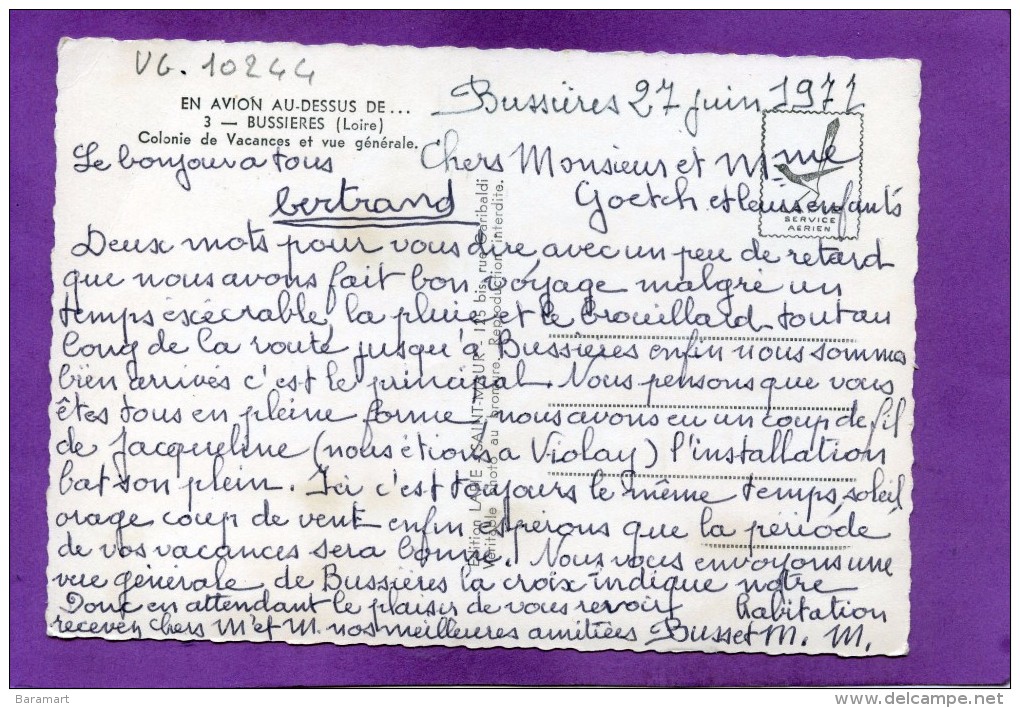 42 BUSSIERES COLONIE DE VACANCES ET VUE GENERALE  EN AVION AU DESSUS VUE AERIENNE - Autres & Non Classés