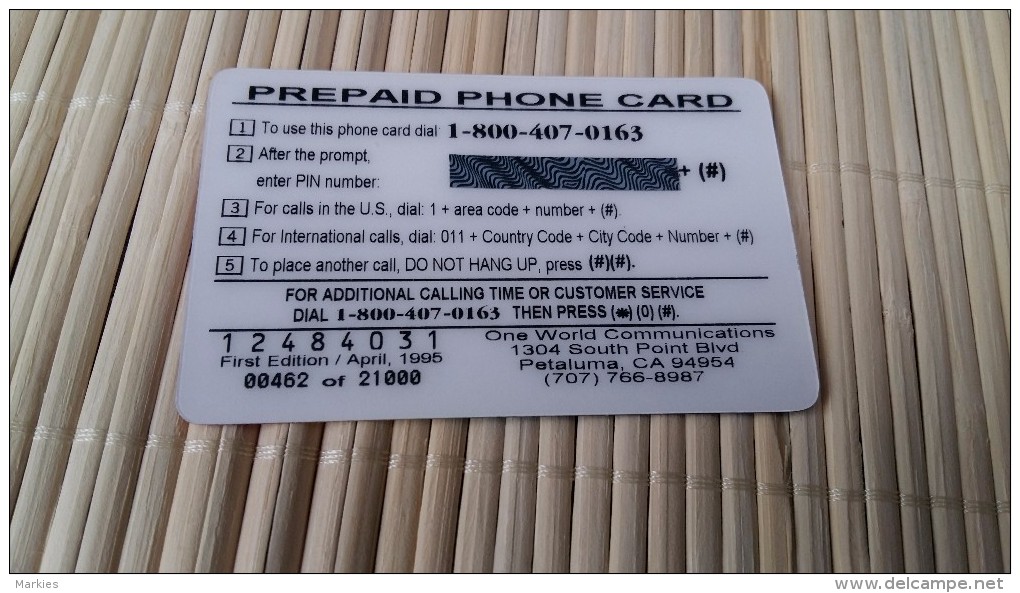 Prepaidcard One World Communications (Mint,,New) Very Rare - Sonstige & Ohne Zuordnung