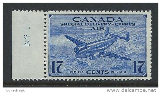 Canada 1943 - 17c Special Delivery Airmail Issue Plate No 1 SG S14 MNH Cat £4.50 SG2018 Empire - Posta Aerea: Espressi