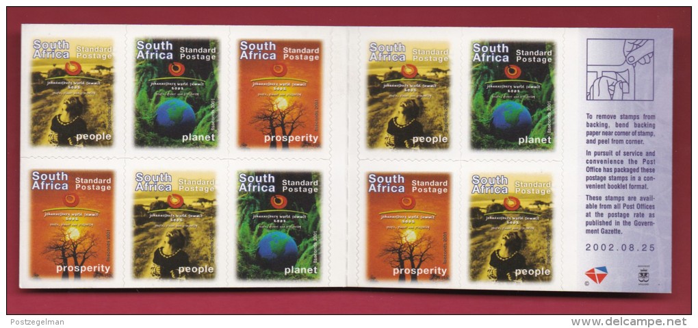 SOUTH AFRICA, 2002, M.N.H. Booklet  Of Stamps , World Summit , SA 61   ,F1399a - Postzegelboekjes