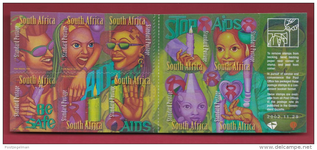 SOUTH AFRICA, 2002, M.N.H. Booklet  Of Stamps , Aids , SA 62   ,F1399b - Postzegelboekjes