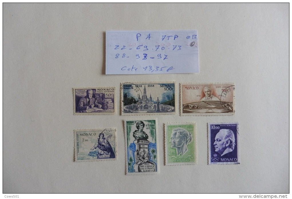 Monaco : Poste Aérienne :7 Timbres Oblitérés - Collections, Lots & Séries