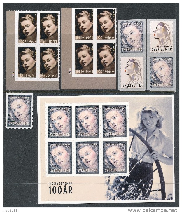 Sweden 2015 Facit # SS30 Ingrid Bergman And USA Issues.  VERY EXCLUSIVE SET (see Description And Images). MNH (**) - Neufs