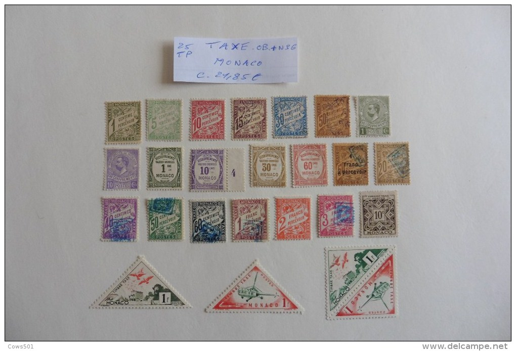 Monaco :  TAXE : 25  Timbres Oblitérés Et Nsg - Collections, Lots & Series