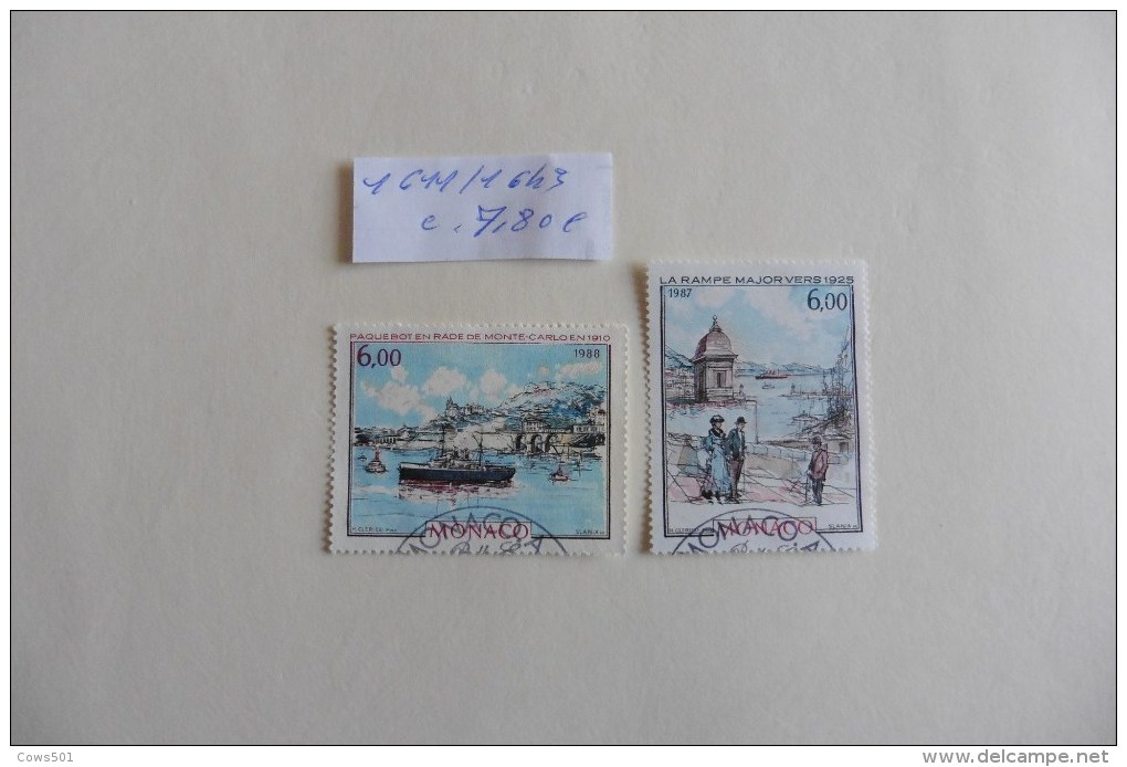 Monaco :  2 Timbres Oblitérés La Rampe Major Et Paquebot - Collections, Lots & Series