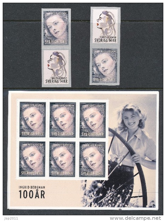 Sweden 2015 Facit # SS30. Ingrid Bergman.  EXCLUSIVE SET (see Description And Images). MNH (**) - Unused Stamps