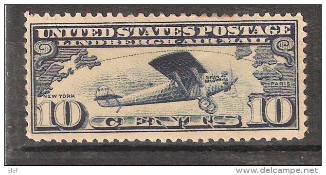 USA / Etats Unis 1927 Airmail / Poste Aérienne ,Yvert N° 10 ,10 C Lindbergh, Traversée De L´Atantique , Neuf * / MH , TB - 1b. 1918-1940 Unused