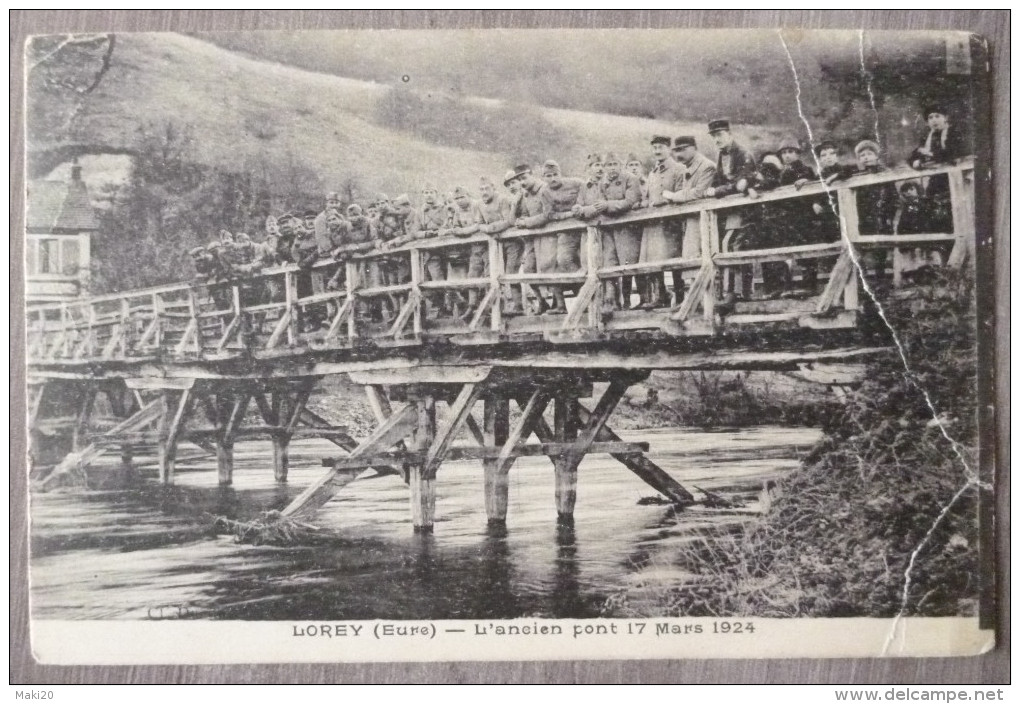 (27).LOREY.L'ANCIEN PONT 17 MARS 1924.PEU COURANTE...NON CIRCULE. - Autres & Non Classés