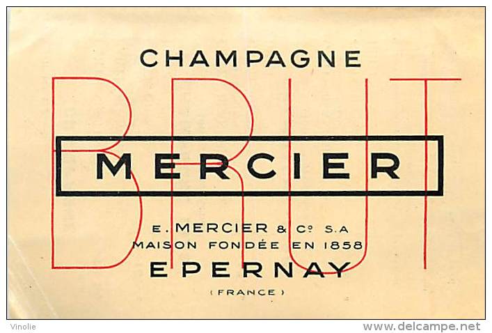 A16-3208 : EPERNAY CHAMPAGNE MERCIER ETIQUETTE AVEC TARIF AU DOS - Epernay