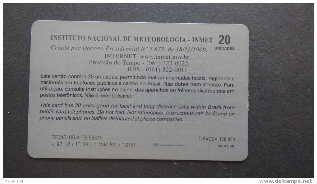 Brazil - Sistema Telebras - 1998 - 04-01/98 - 20 Unidades - Instituto Nadenal De Meteorologia - Used - Brasilien